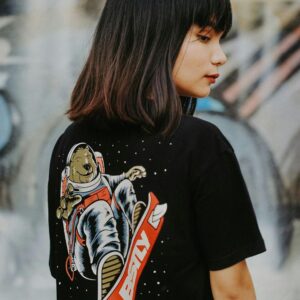 black printed t-shirt